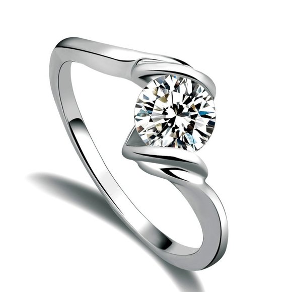 Refine Pure Gemstone CZ Twisted Engagement Rings for Women, EVGG1269 - Picture 1 of 7